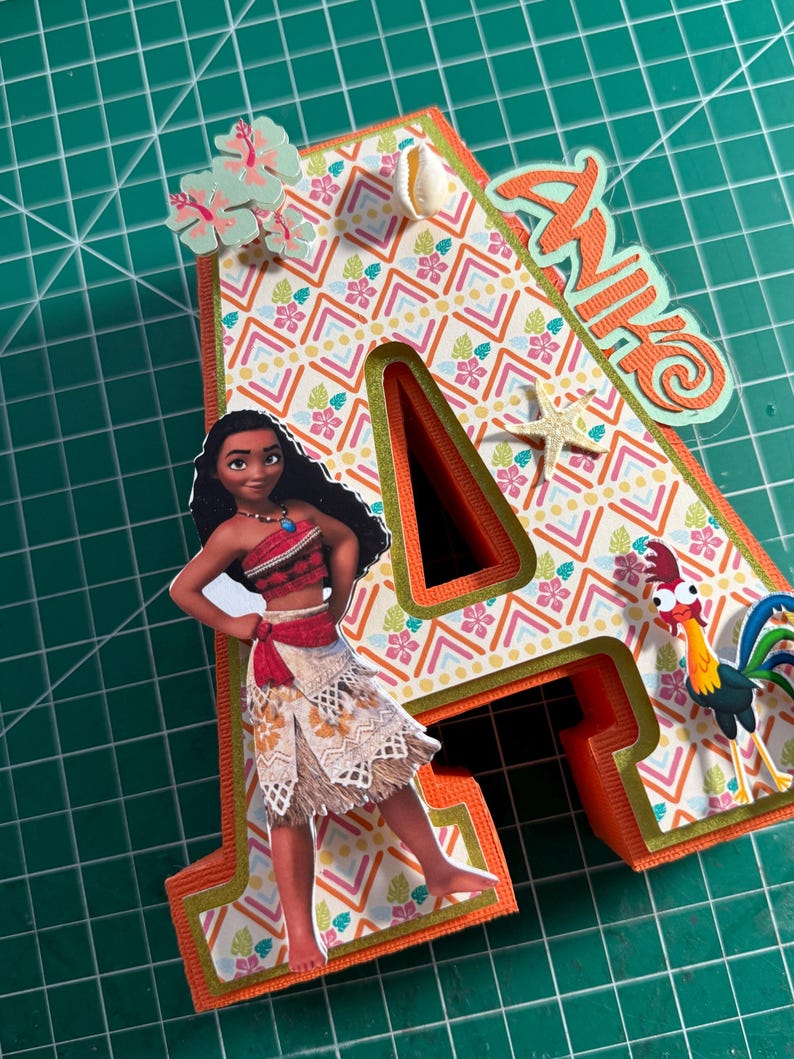 Moana 3D Buchstaben Zeichen: Handgemachtes Party Herzstück Bild 8