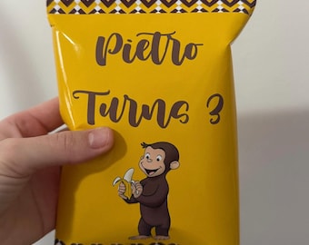 Curious George chip bags FILLED - Curious George party - Curious George birthday decor