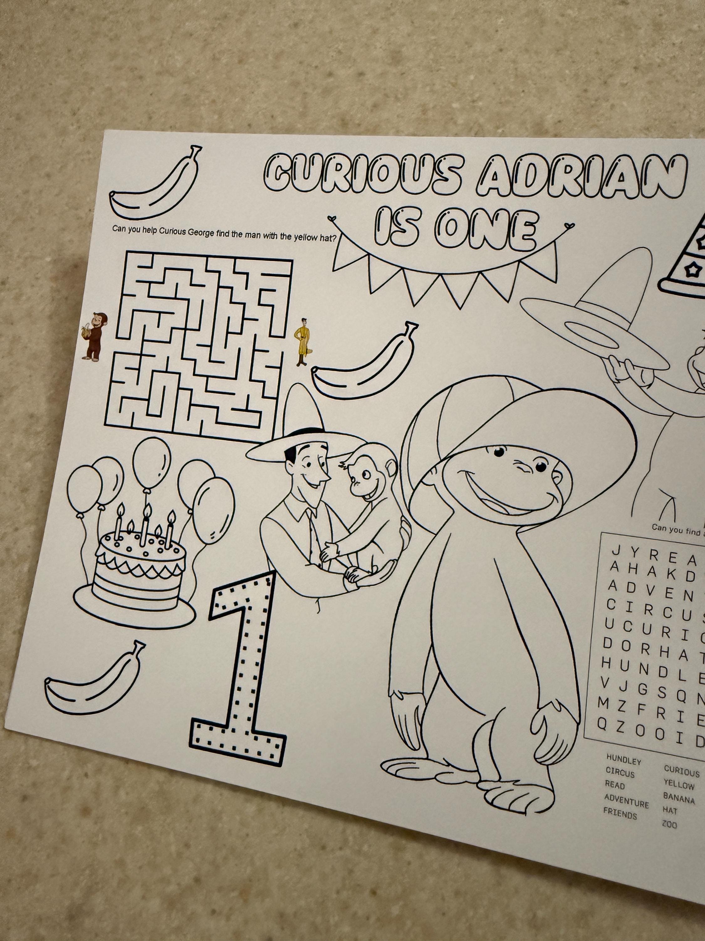 Curious George Activity Sheet for Kids - Etsy