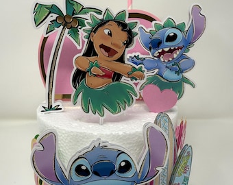 Adorno para tarta de Lilo y Stitch: Decoración para fiesta de cumpleaños