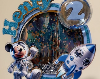 Mickey Mouse Astronaut Cake Topper: 3D Space Birthday Party Decor