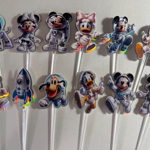 Mickey und Minnie Astronaut Cupcake Toppers - Set mit 12 Stück