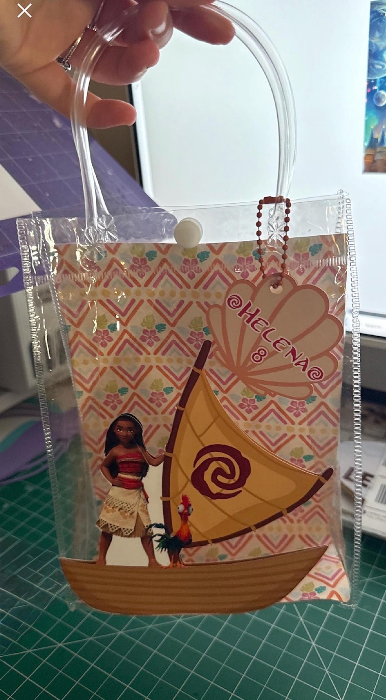 Moana – spersonalizowana przezroczysta torebka na upominki: urodzinowa torebka na słodycze zdjęcie 9