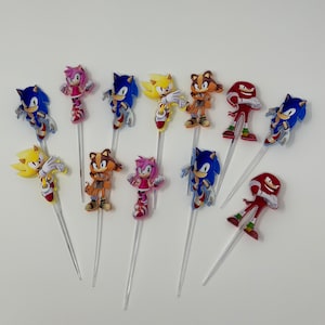 Sonic Cupcake Topper (SET OF 12) Sonic party decor Sonic birthday Sonic cupcake toppers