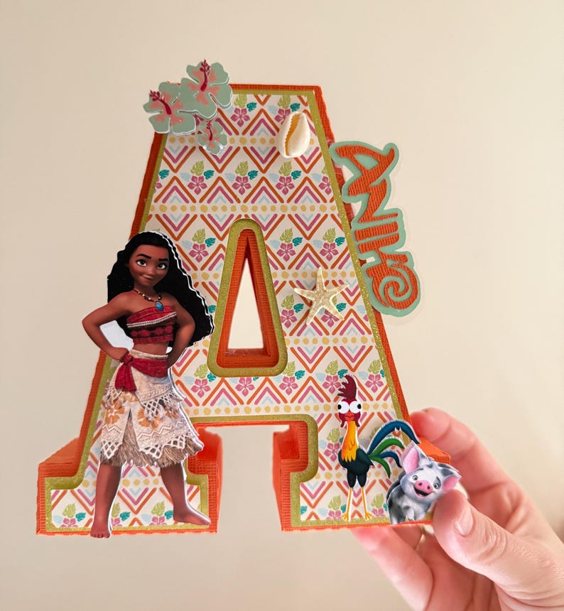 Moana 3D Buchstaben Zeichen: Handgemachtes Party Herzstück Bild 1