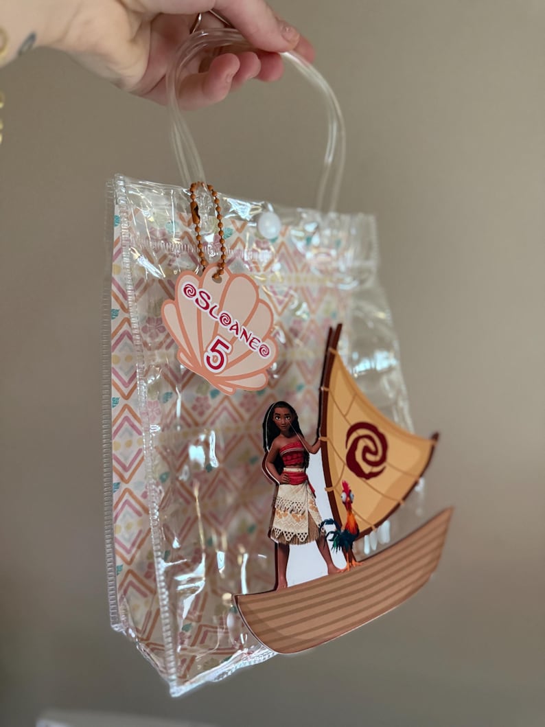 Moana – spersonalizowana przezroczysta torebka na upominki: urodzinowa torebka na słodycze zdjęcie 10