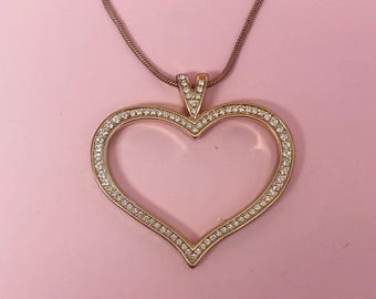 Brighton Gold Tone Vintage Necklace With Rhinestones Heart Pendant