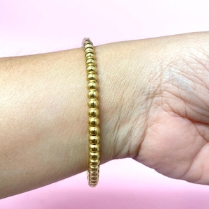 18k Gold Plated Over Stainless Steel Ball Bangle Bracelet