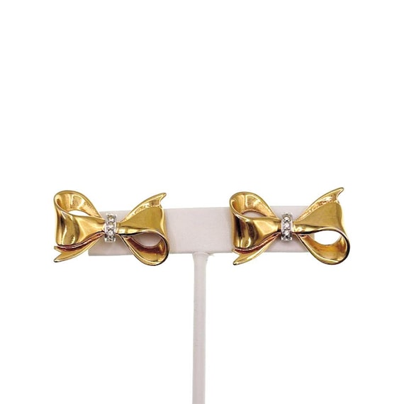 Erwin Pearl Vintage Gold Tone Bow Studs Earrings