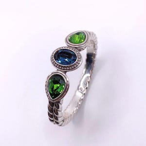 Vintage Brighton Cuff Bracelet 7” with Green and Blue Swarovski Stones image 8
