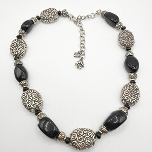 Brighton Vintage Onyx Gemstone Silver Plated Adjustable Necklace 20” image 6