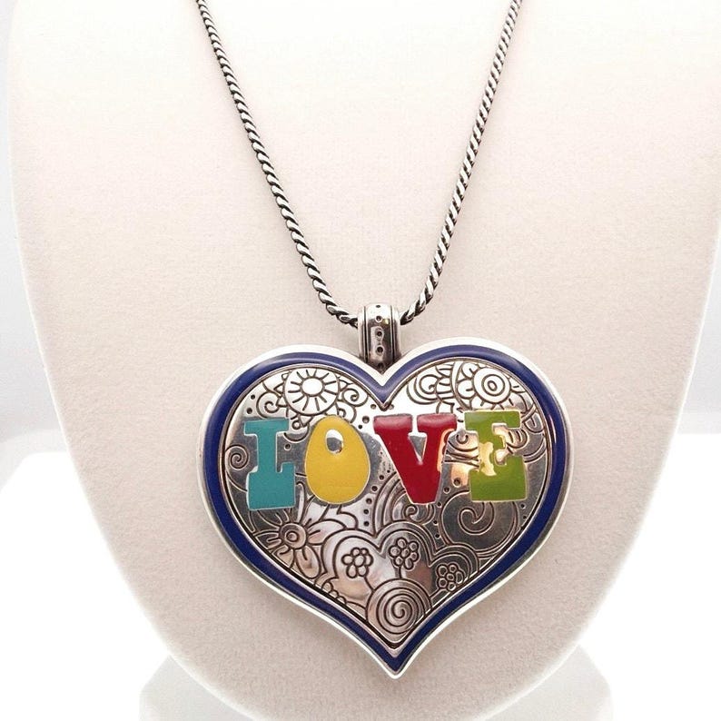 Brighton Spring Peace Necklace with Puffy Heart Pendant 22” image 2