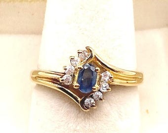 Bague en or vermeil et saphir bleu taille 7,5