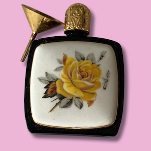 Frasco de perfume vintage Pompadour austríaco de porcelana pintada à mão com flores