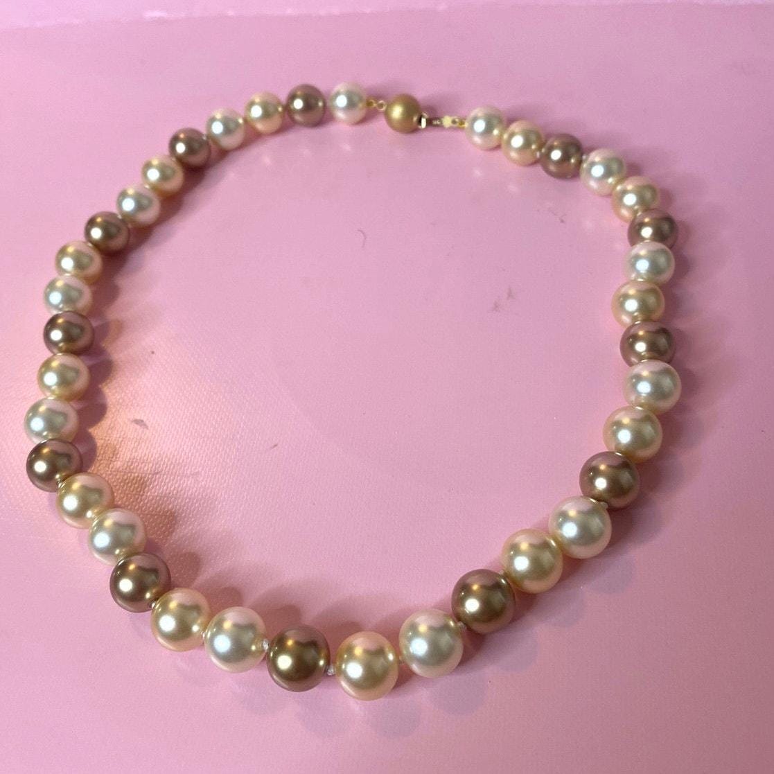Misaki Three Tone Faux Pearl Necklace With Original Box but Not