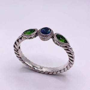 Vintage Brighton Cuff Bracelet 7” with Green and Blue Swarovski Stones image 5