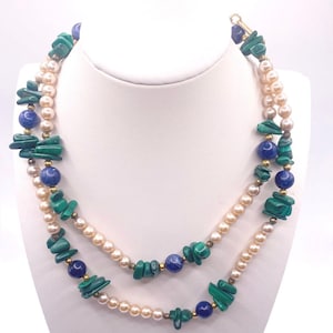 Vintage Dauplaise Faux Pearls and Gemstones 28”