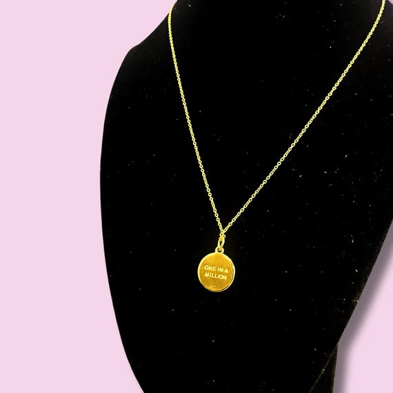 Dainty Kate Spade Gold Tone Necklace With Medallion Stamped Letter j and one in a Million in Reverse Side Gift for Her Ready for Gift Etsy Canada