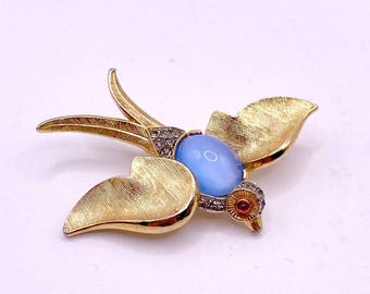 Trifari Jelly Belly Brooch Blue Bird by Alfred Philippe