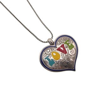 Brighton Spring Peace Necklace with Puffy Heart Pendant 22”