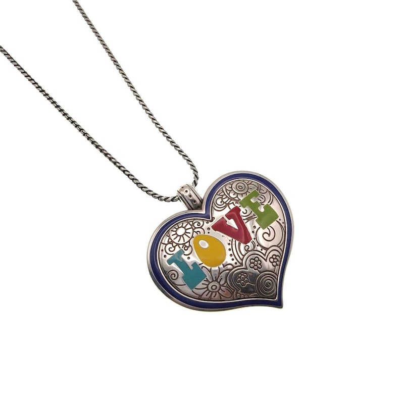 Brighton Spring Peace Necklace with Puffy Heart Pendant 22” image 1
