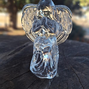 Vintage Angel Votive or Tea Light Candle Holder, Clear Lead Crystal, Celestial