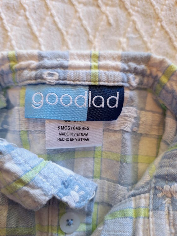 Vintage Baby Boy Easter Shortall: Blue Plaid Bunn… - image 5