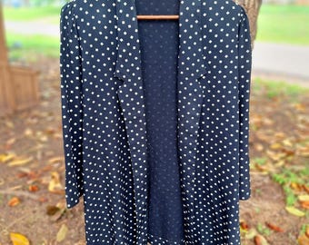 Great Times! Long Boxy Blazer, Vtg 80s Black & White Geometric Print, Lightweight Jacket, Day to Night, Casual Office, Girl Boss, Duster