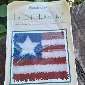 Kit de ganchillo vintage, bandera roja, blanca y azul, estilo americano, manualidades del 4 de julio