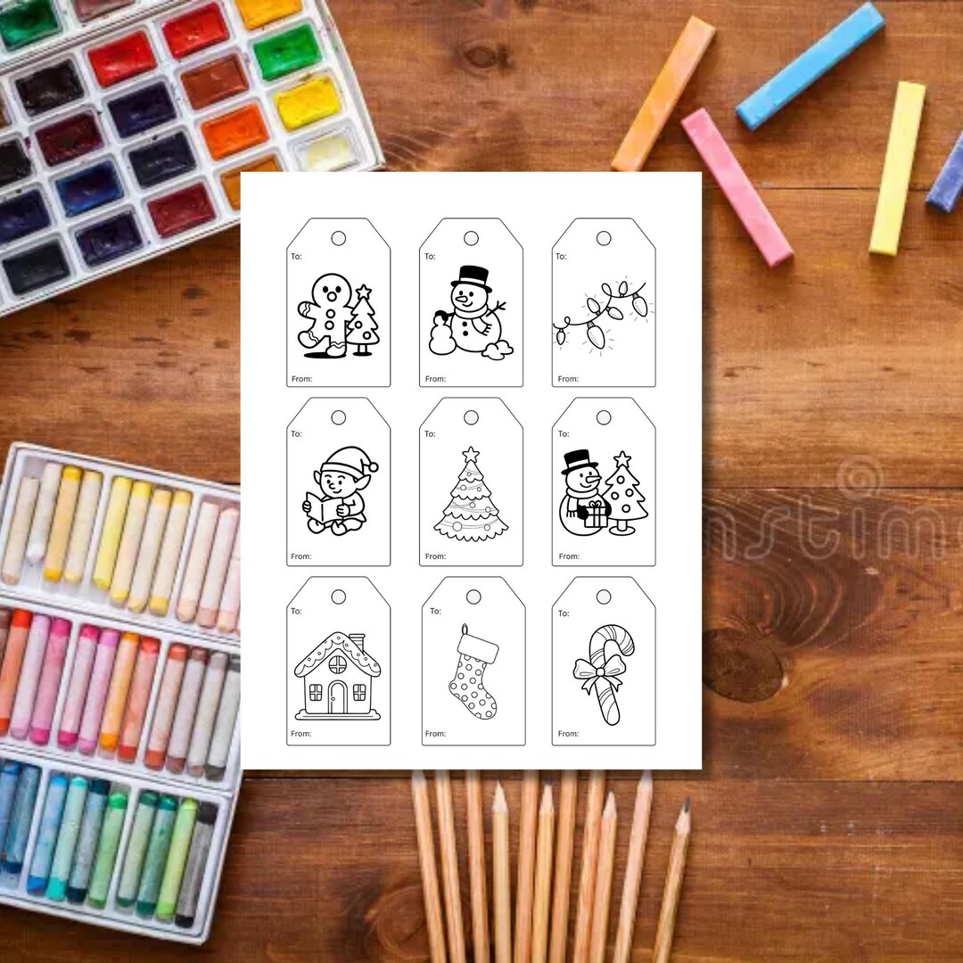 Christmas Gift Tags for Kids – Printable Holiday Coloring Craft (PDF ...