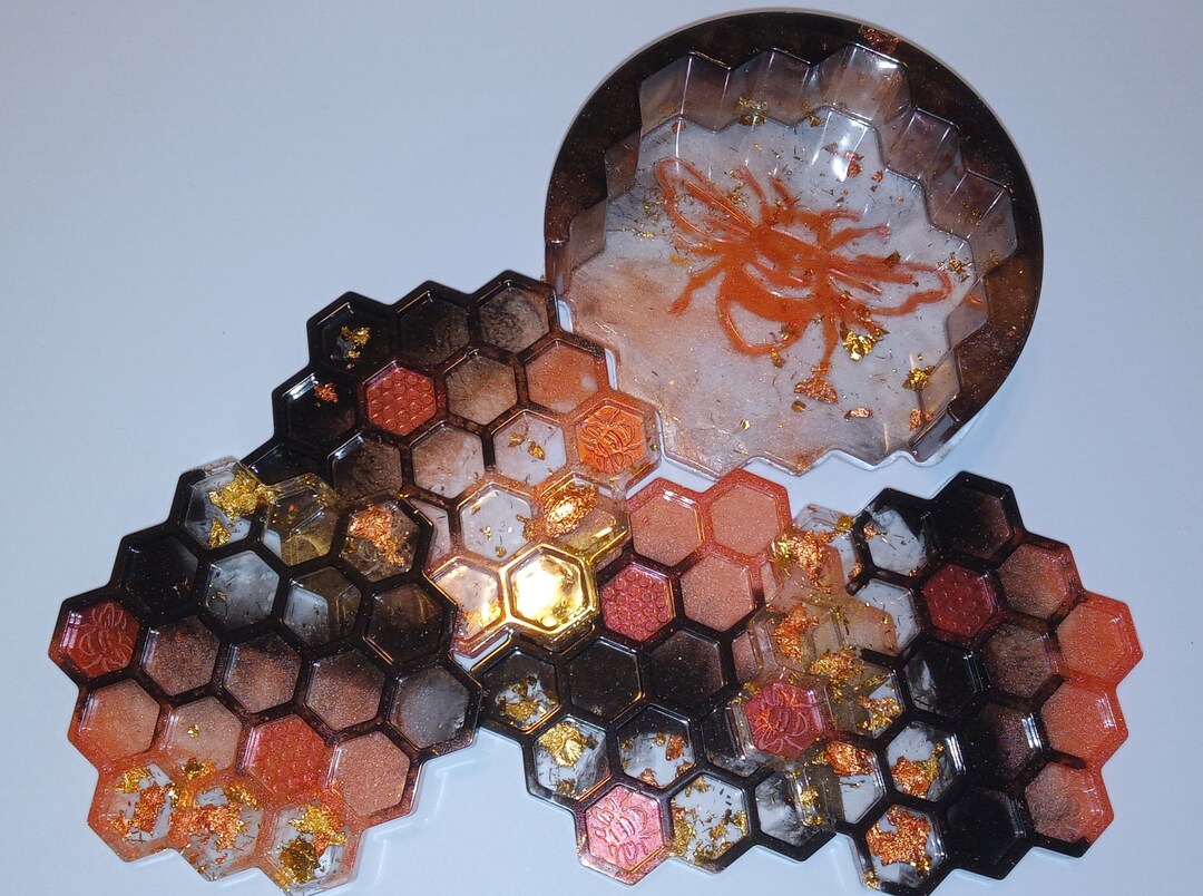 Bee Hive Honeycomb Coaster Set - Etsy