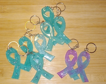 PCOS/Ovarian Cancer/Sexual Assault Awarness Ribbon Keychains