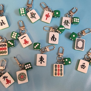 Mahjong Tile and Dice Keychains