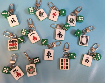Mahjong Tile and Dice Keychains