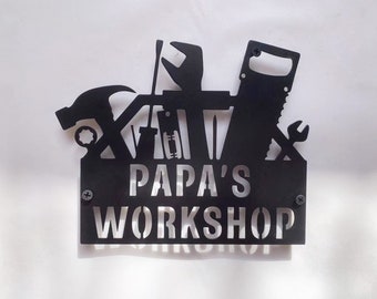 Personalized Metal Workshop Sign - Unique Garage Art for Dad & Grandpa, Custom Father's Day Gift, Workshop Decor