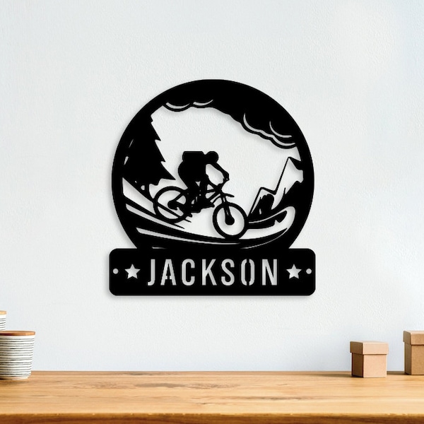 Custom Mountain Biking Metal Wall Art - Personalized Cyclist Gift, Ideal for Home & Clubhouse Decor