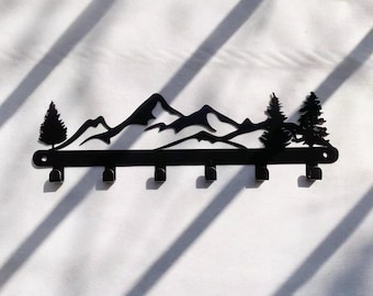 Forest-Themed Metal Coat Rack - Wildlife Art Wall Hooks, Perfect for Entryway Storage, Pine Tree Art