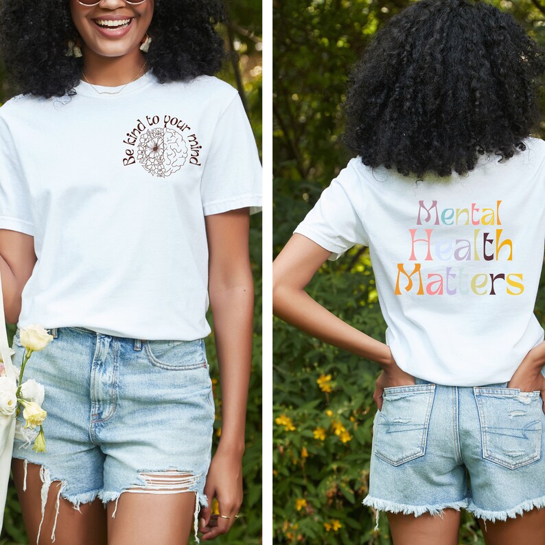 Mental Health Matters Shirt For Women - Inspirational Brain Flower Graphic Tee For Mental Health Awareness