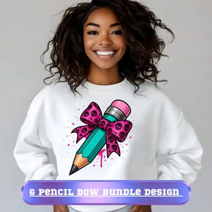 6 Bleistift Bogen Png Bündel|Bleistift Bogen|Bleistift Png|Schleife Png|Lehrer Bleistift Coquette Bogen