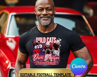 Custom Football Template Design|T Shirt Design|Canva Template|Easy to Customize Just Edit, Print, & Apply