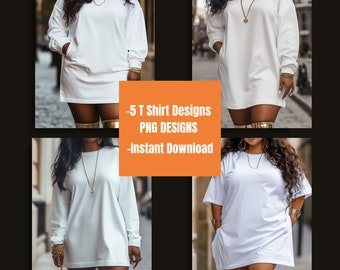 5 White Shirt Mockup|modern Tshirt Mock Up|Styled Stock Photo Tee Mockup|Mockup Sublimation|PNG|Front View Mock-up|Digital Download