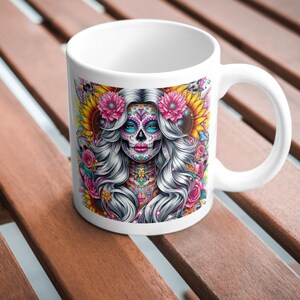 Day of the Dead Sugar Skull Woman Clipart | 4 PNG Bundle | Dia de los Muertos Digital Art | Floral Skeleton Face Halloween Decor