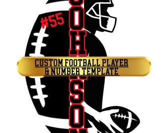 Custom Football Player Name & Number Template | Editable Canva Sports Design | Personalized Basketball Team Spirit Shirt Logo
