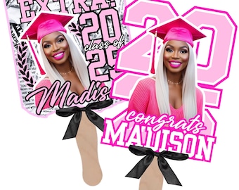4 Pink Graduation Fan Design Template|Canva Template|Party Essentials|Easy to Customize Just Edit, Print, & Apply|Can Be Used Any Event