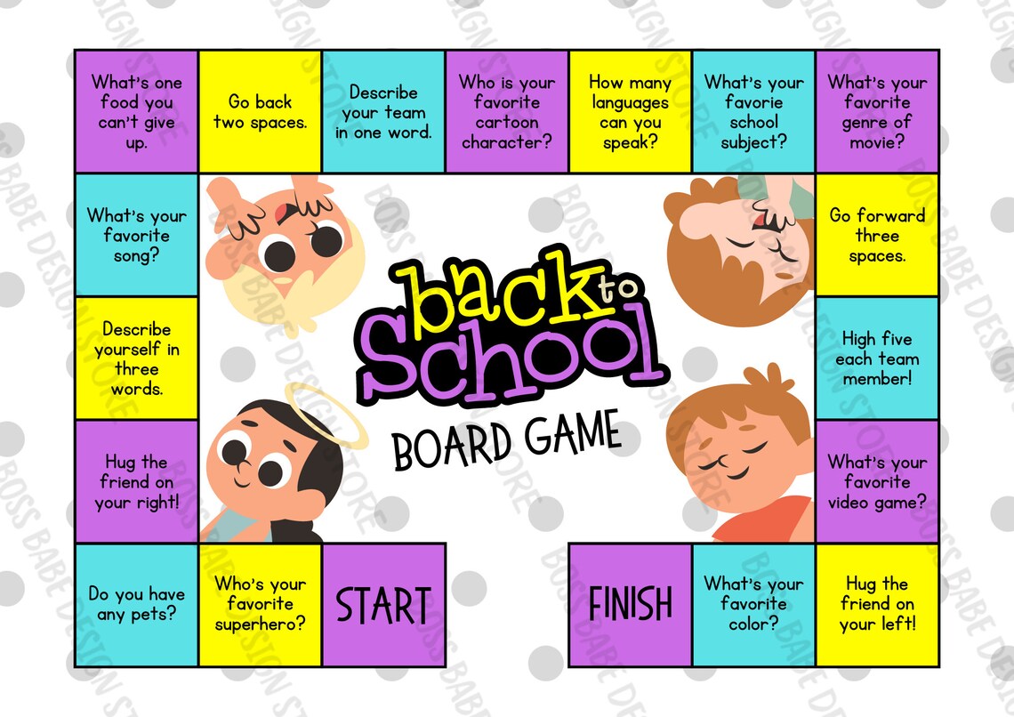 Back to School Board Game Template|board Game Template|back to School ...