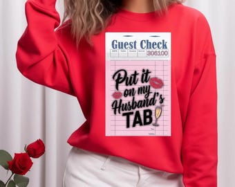 Put It On My Husbands Tab PNG|Funny Wife Shirt|Sarcastic Husband Quote|Wife Gift PNG|Guest Check|Vintage Check|Download File