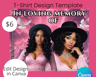 Memorial T-Shirt Template Canva | Canva Editable T- Shirt Template| Canva Template T- shirt | Editable With Canva| Memorial T-Shirt Design