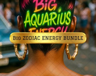 Big Zodiac Energy Bundle | 12 Neon Zodiac Sign Designs | Astrology Digital Art | Horoscope Afrocentric Hairstyle Prints | Astrology Birthday