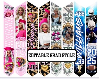 4 Graduation Stole Design Template|Stole Design|Canva Template|Graduation Sash|Easy to Customize Just Edit, Print, & Apply