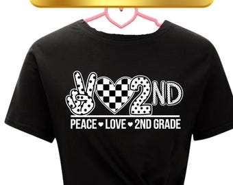 5-Paz Amor 2do Grado PNG/Sublimación Regreso a Clases/Diseño de Camiseta para Maestro/Diseño de Camiseta para Estudiante/Clip art con fondo transparente